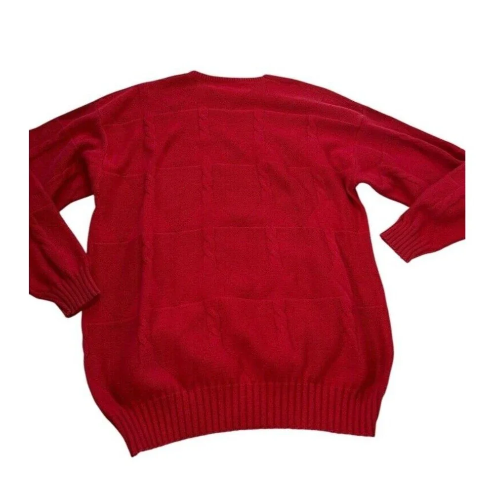 VTG 90s Jantzen Red Heavy Textured Cable Knit Sweater Men's Size 2XLT USA Made